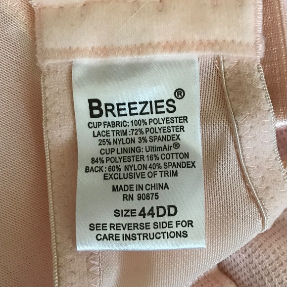 BREEZIES Lace Bra Pink Blush Underwire UltimAir Women’s Plus Size 44DD Size 44E - Picture 15 of 16